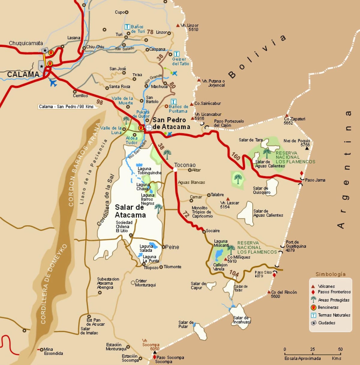 नक्शे के atacama, चिली