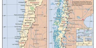 नक्शे के साथ चिली के शहरों
